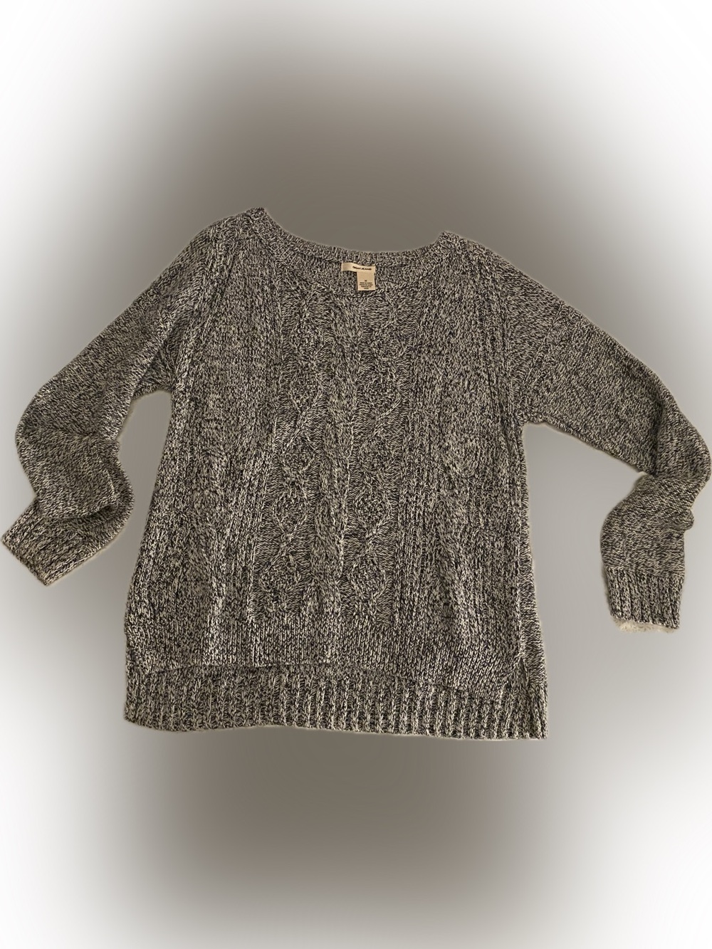 DKNY Gray Marled Cable Crewneck Sweater